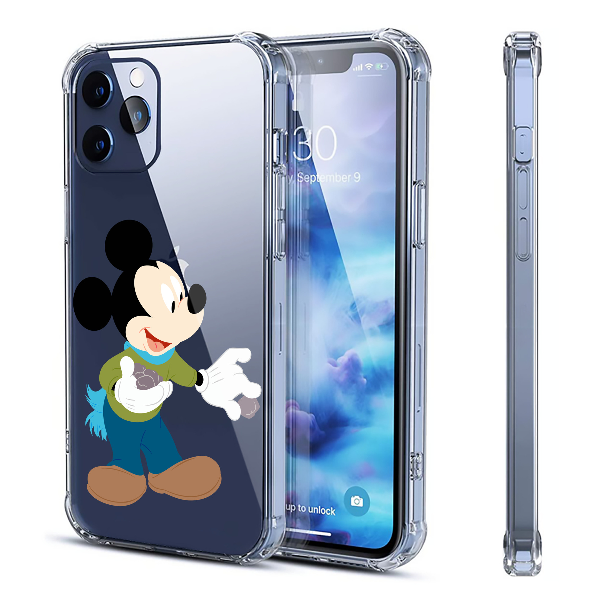 （画像用） ミッキーマウス Mickey Mouse 【iPhone 12シリーズ対応】透明スマホケース（クリアソフトケース）